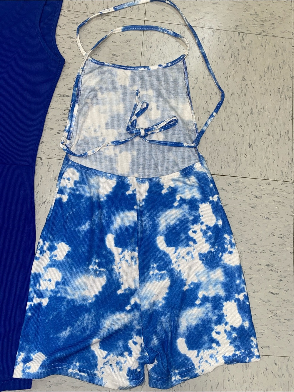 SHEIN women Royal & Tie-Dye Blue short Romper Set ribbed Xsmall xs bundle - Picture 5 of 8
